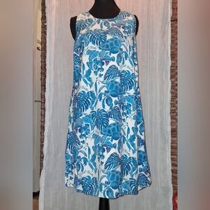 Tommy Bahama Blue Leaf Print Midi Dress